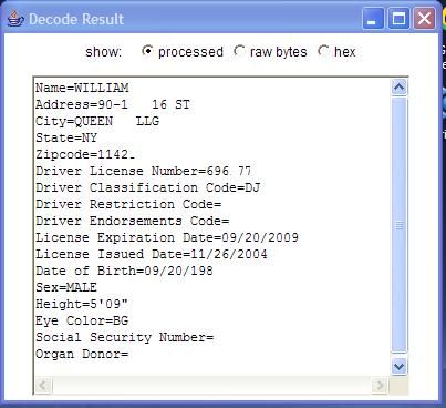 encoding pdf417 drivers license format for california